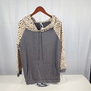 Beeson River Gray and Cream Polka Dot Hoodie